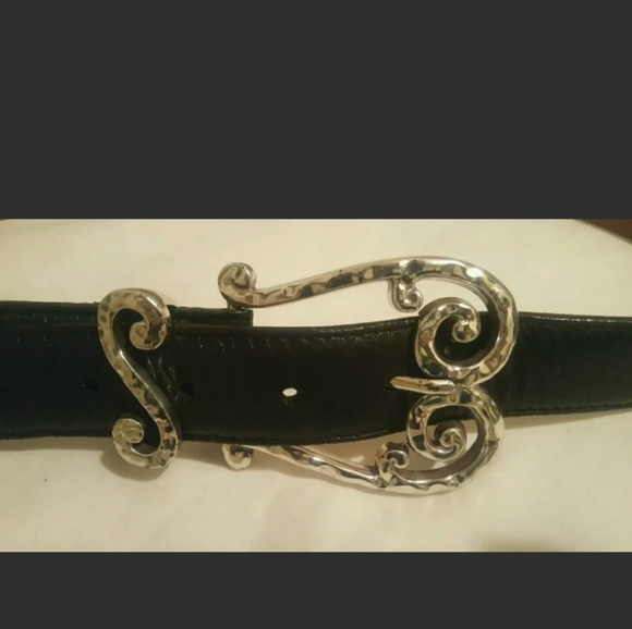 BRIGHTON Black Braided Leather Belt Sz 34 Tooled S main image 7